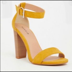 NWOT.  Torrid Chunky Sandal Heels in Mustard Color